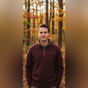 Fleece pullover London Fog Men's Burgundy Quarter-Zip‎ Jacket